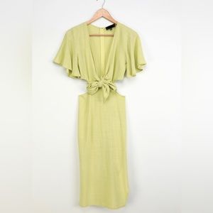 Linen Cut Out Midi Dress